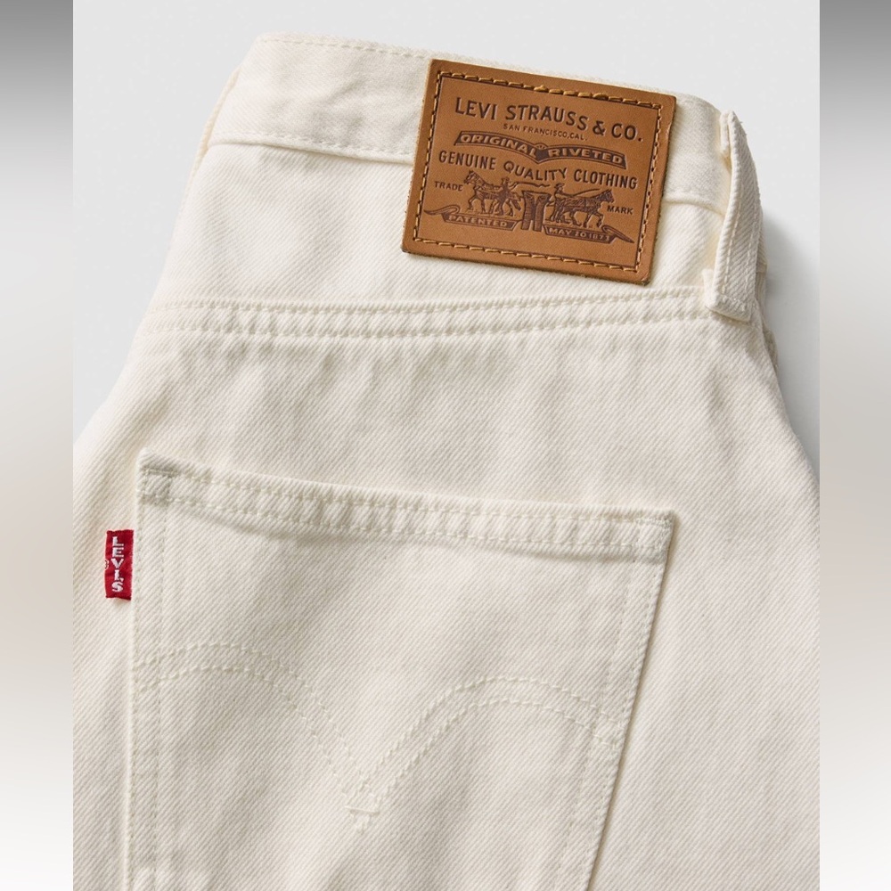 NWT Levi's Premium High-Rise High Waist A-Line Flounce Mini Denim Skirt White 25 - Picture 8 of 15